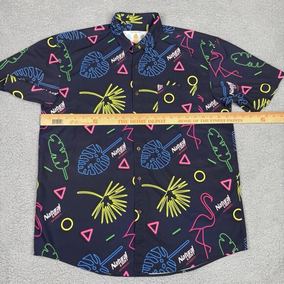 Tropical Bros Natural Light Shirt Mens XL Naturday Retro Flamingo Beer Hawaiian - Picture 6 of 10